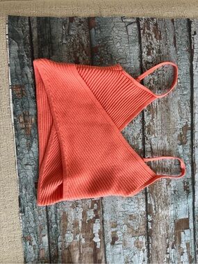 Aerie  Coral Ribbed Bralette Tank Size Med